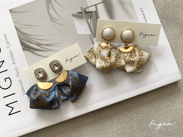 簡単♡リボンタッセル×ボタン(ピアス/イヤリング)