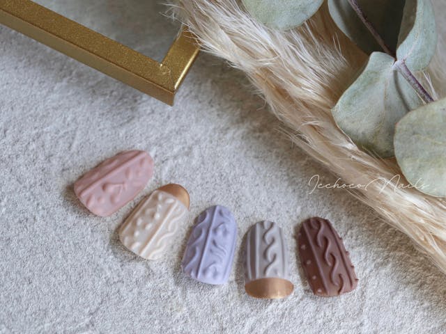 ちょっぴり甘め♡さくらんぼニットネイル