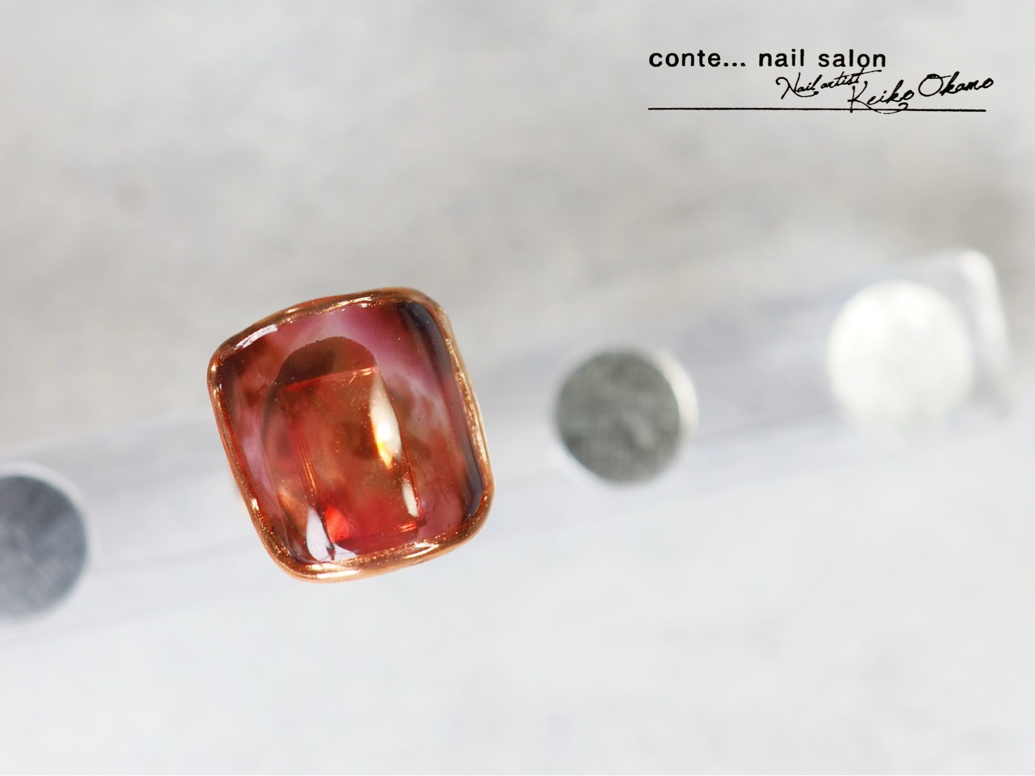 【簡単】赤べっ甲ネイル