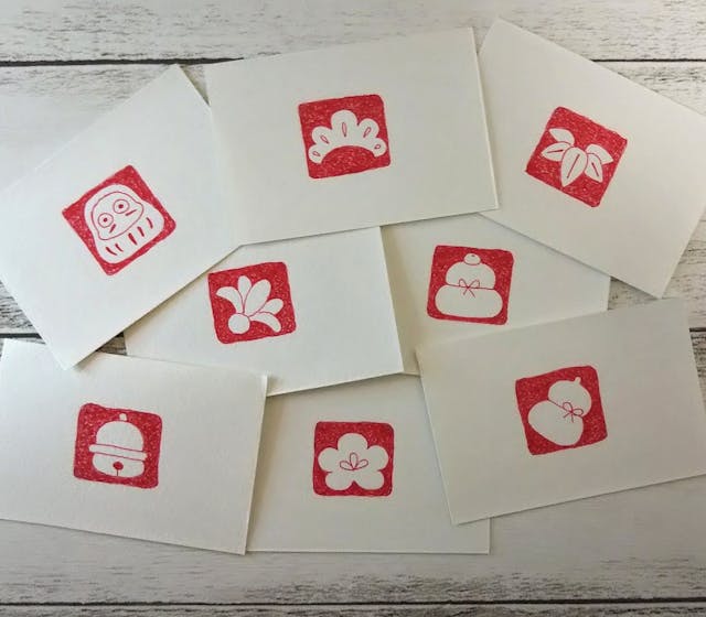 ボールペンでハンコ風お正月イラストを描こう!