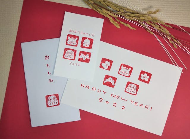 ボールペン一本でハンコ風お正月イラスト!