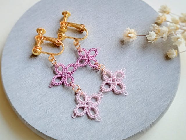 タティングレースイヤーアクセの作り方・初級