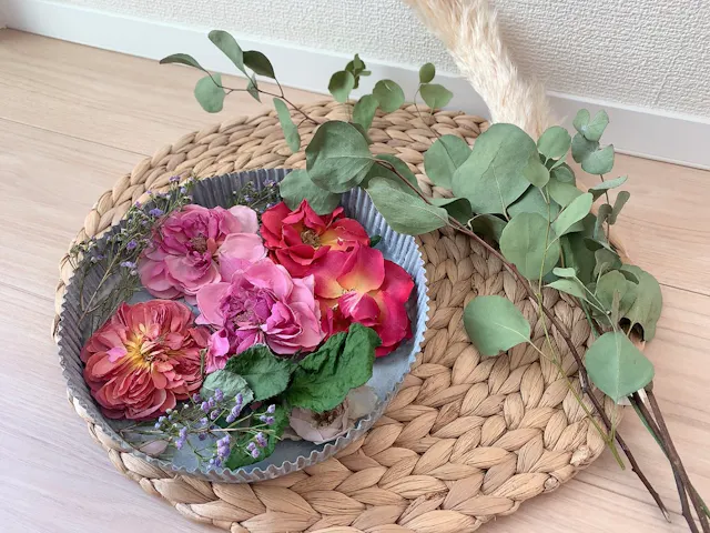 フラワーキャンドル用ドライフラワーの作り方