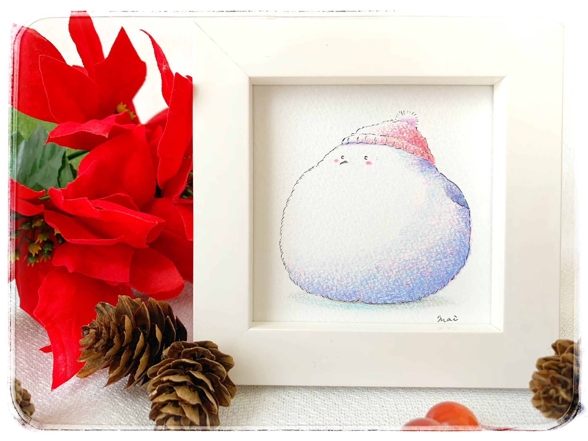 色鉛筆で描くふわふわシマエナガ