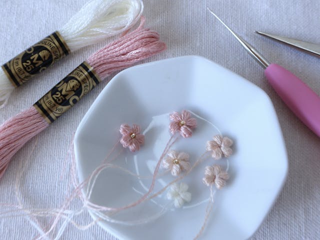 レース編み小花の基本的の編み方