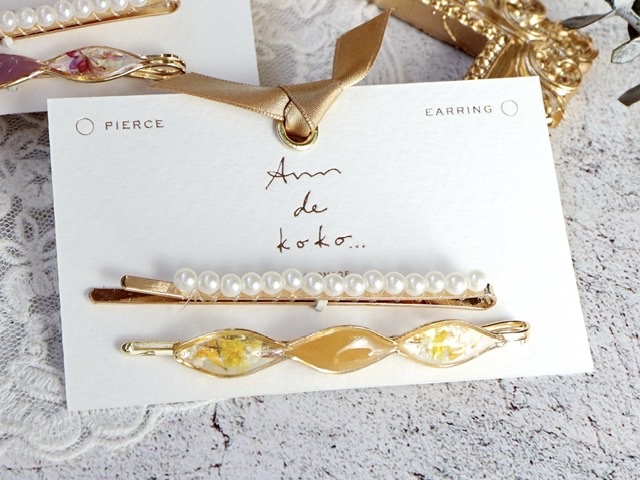 空枠ピンで作るくすみカラーのお花ヘアピン