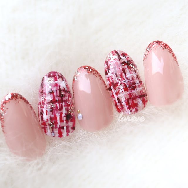 凸凹の質感を残してコーティングする！基本のツイード柄アート