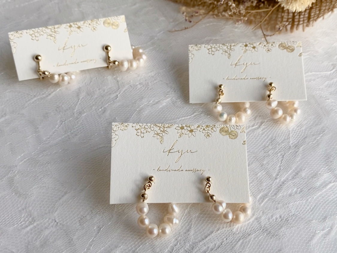 カジュアルにもフォーマルにもぴったりな＂淡水パールのフープピアス＂の作り方