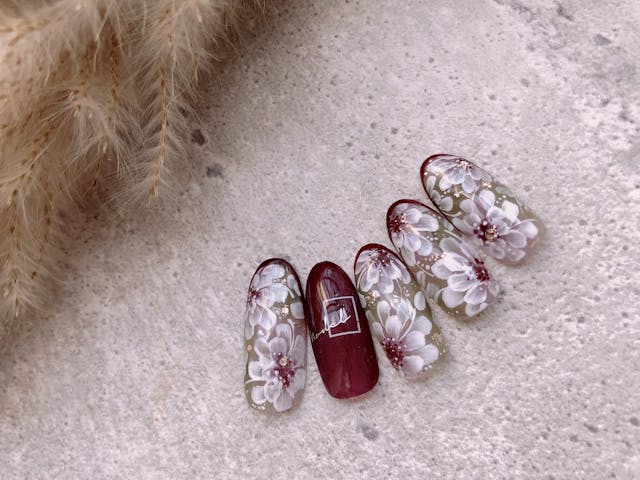 奥行きフラワーネイル