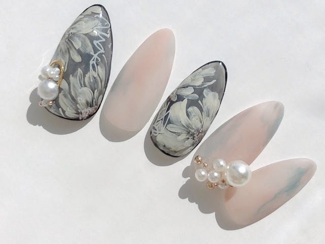 奥行きボタニカルネイルのやり方【Dahlia編】