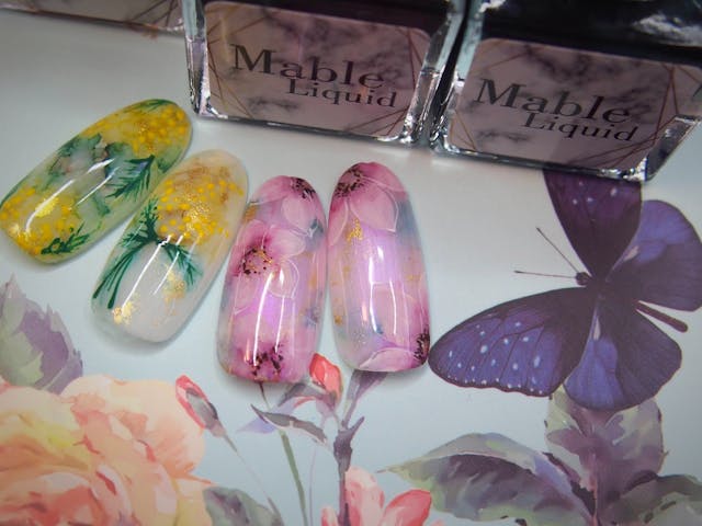 マーブルリキッドで作る桜アート