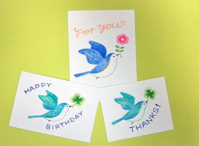 ボールペンで描く青い鳥