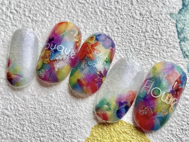 カラフルニュアンスネイルのやり方【精彩花】