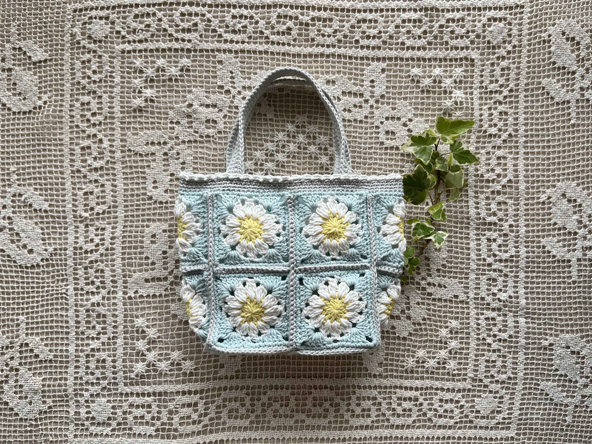 モチーフつなぎのバッグの作り方　＊PDF編み図付き＊