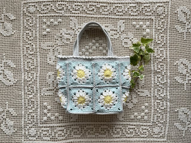 モチーフつなぎのバッグの作り方　＊PDF編み図付き＊