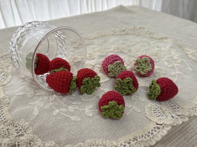 いちごモチーフの編み方　＊PDF編み図付き＊