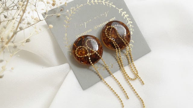 【レジン】ミラーパウダーで作るべっ甲柄×チェーン