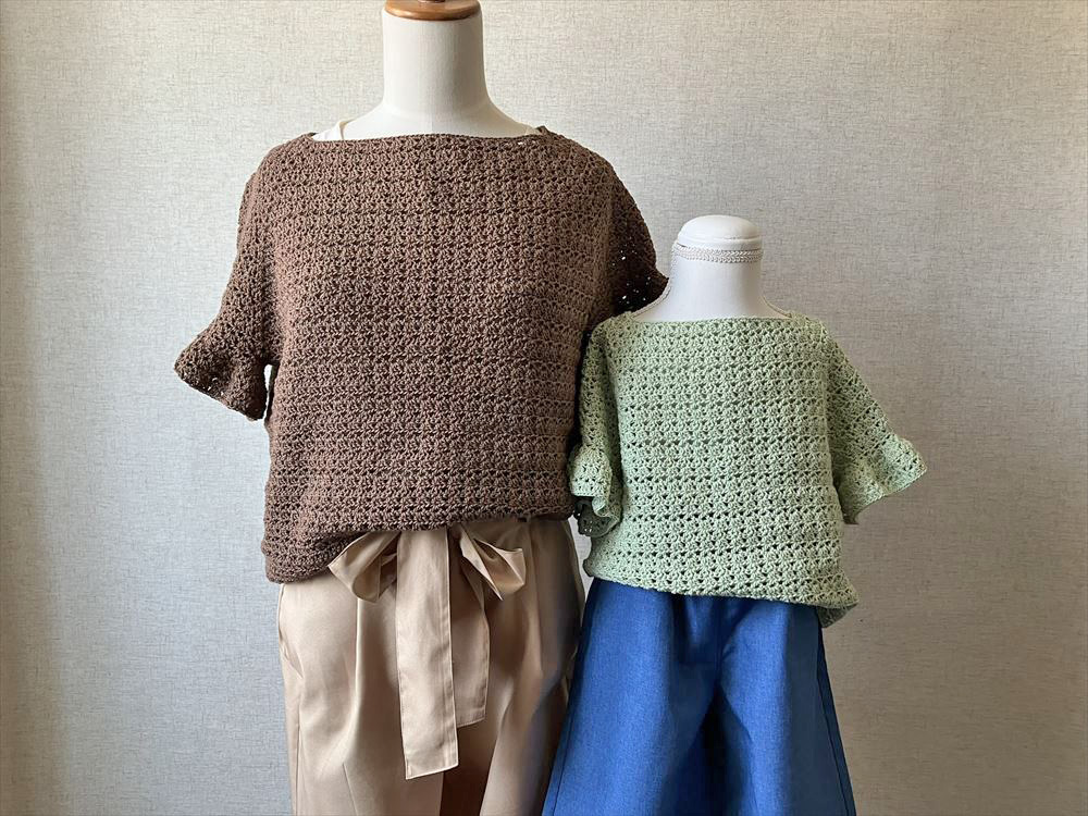 【PDF編み図付き】フリル袖の簡単Ｔシャツの作り方