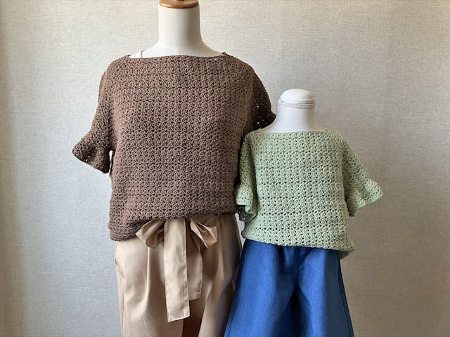 【PDF編み図付き】フリル袖の簡単Ｔシャツの作り方