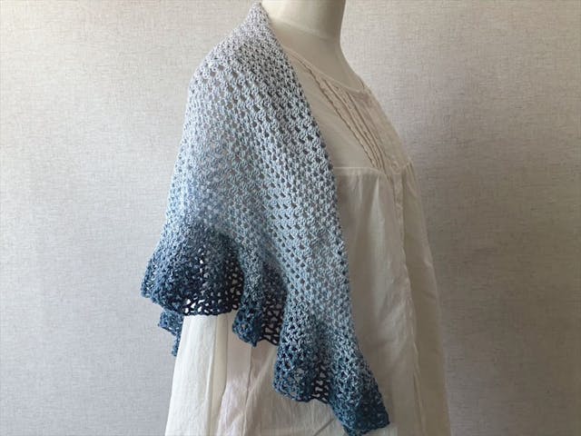 【PDF編み図付き】方眼模様のフリルストールの作り方