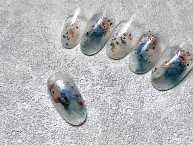 クリアベースで作るブルーニュアンスネイルのやり方