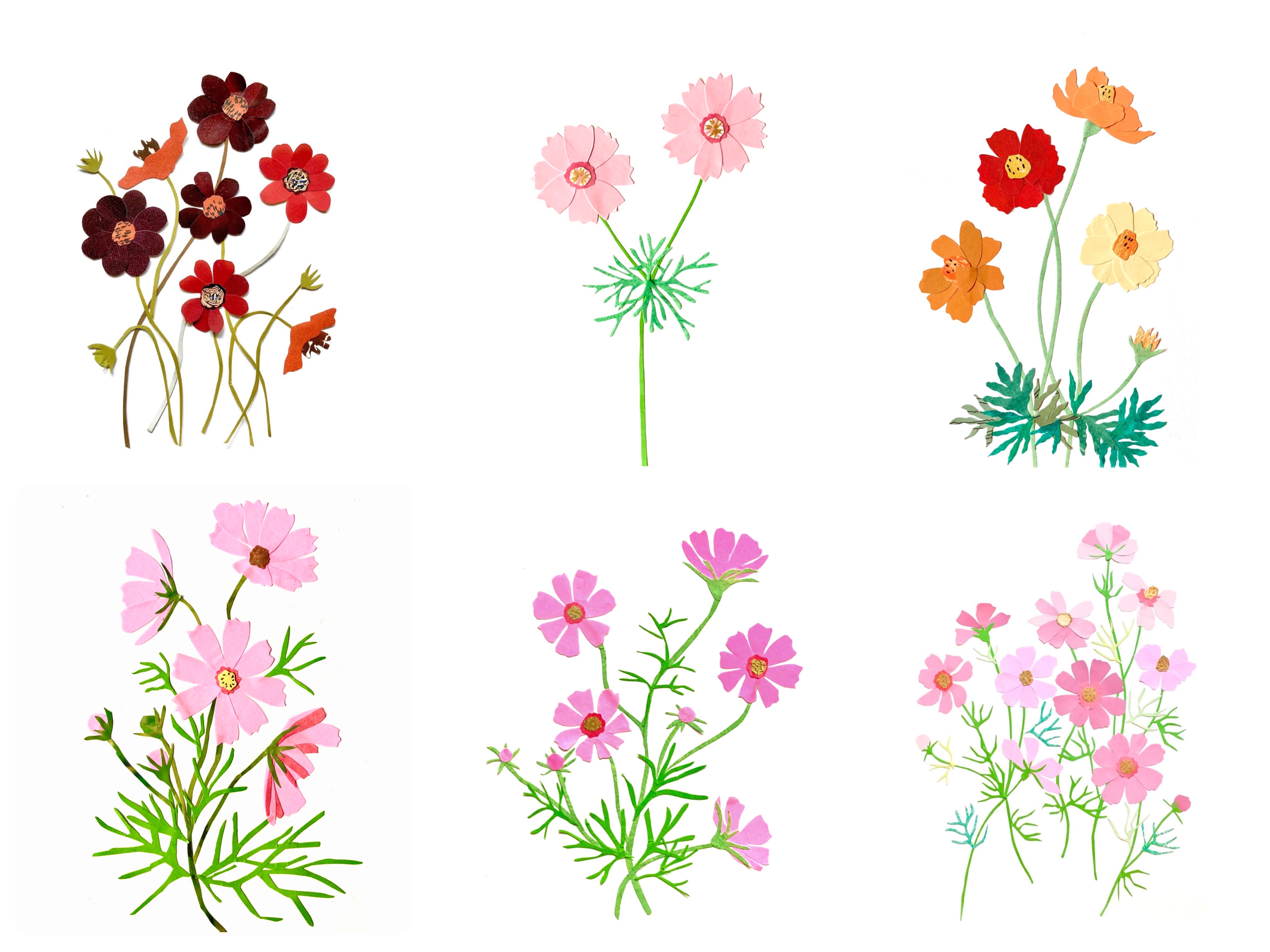 癒しのコスモスペーパーコラージュの作り方