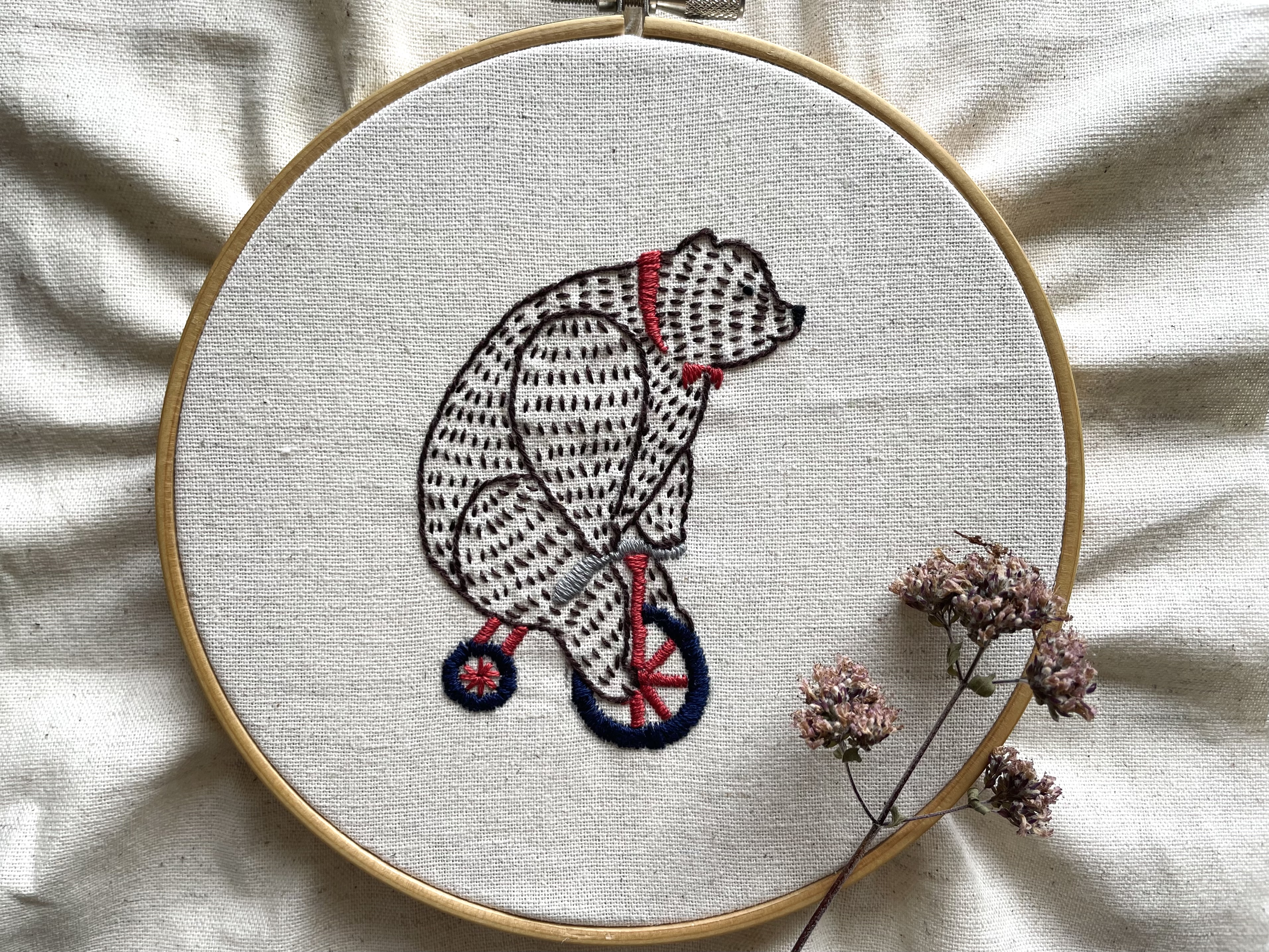 【動物刺繍】お出かけくまさんの刺繍レッスン