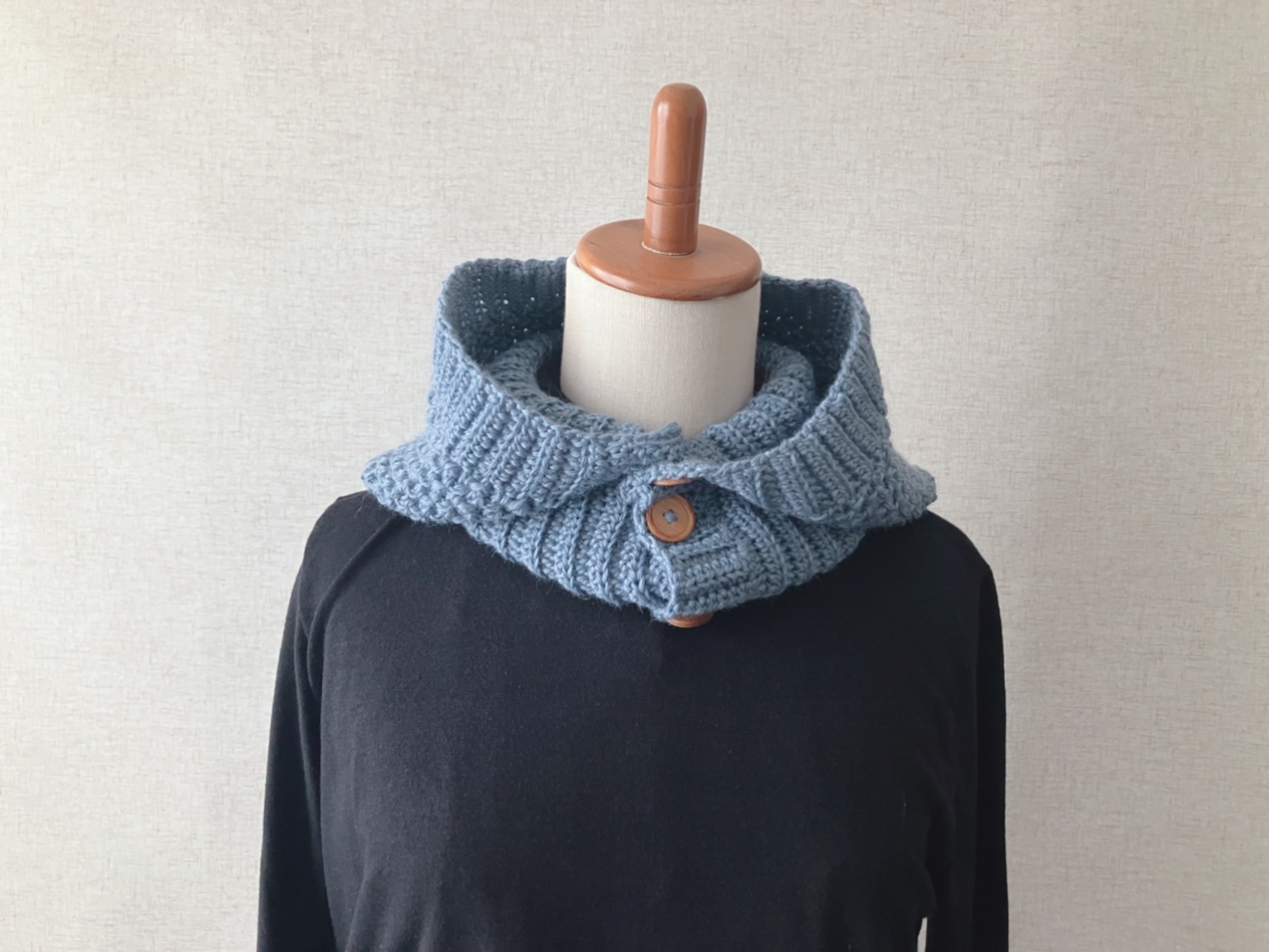 【PDF編み図付き】ボタン留めのバラクラバの作り方