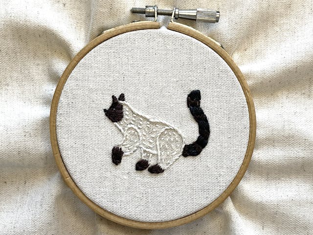 【動物刺繍】ねこのワンポイント刺繍レッスン