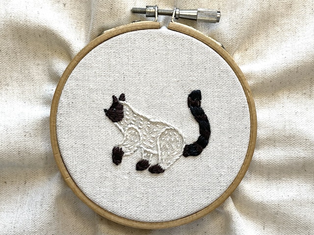 【動物刺繍】ねこのワンポイント刺繍レッスンの紹介画像1