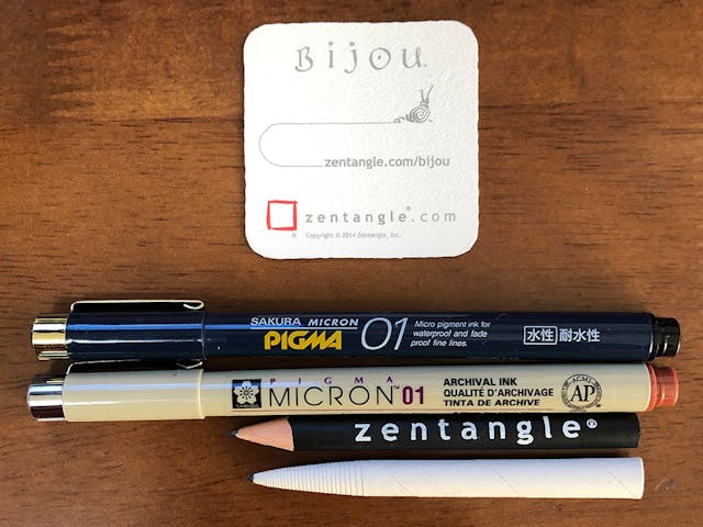 ゼンタングル®︎で描く　リボンのサンキューカード