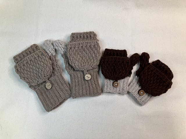 【PDF編み図付き】指カバー付きミトンの作り方