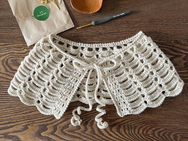 かぎ針編み つけ襟の編み方【PDF編み図付】