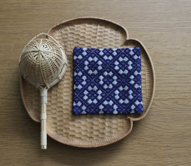 こぎん刺し　麻のコースターの作り方