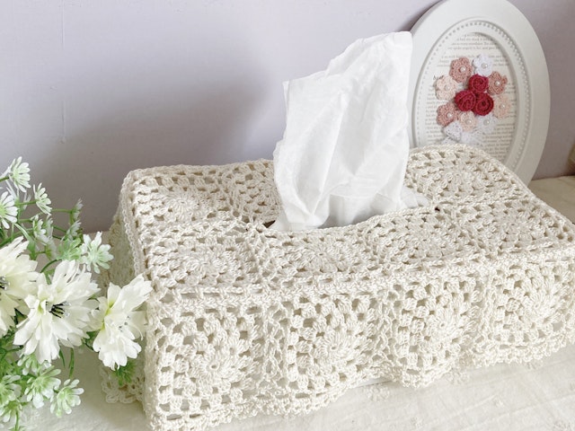 《オーダー》レース編み ティッシュボックスカバー 1回完結レッスン】レースモチーフのティッシュカバー〈後半〉 | FANTIST