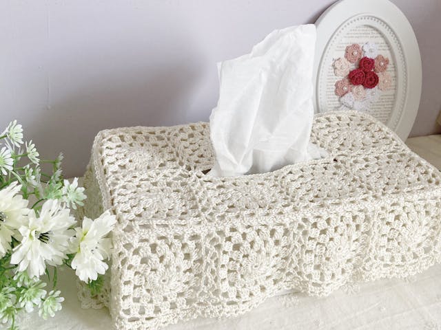 レースモチーフのティッシュカバー〈後半〉