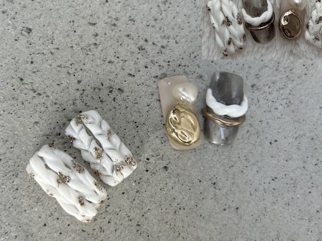 「冬あみあみ」のネイルアートと「あみあみリング」