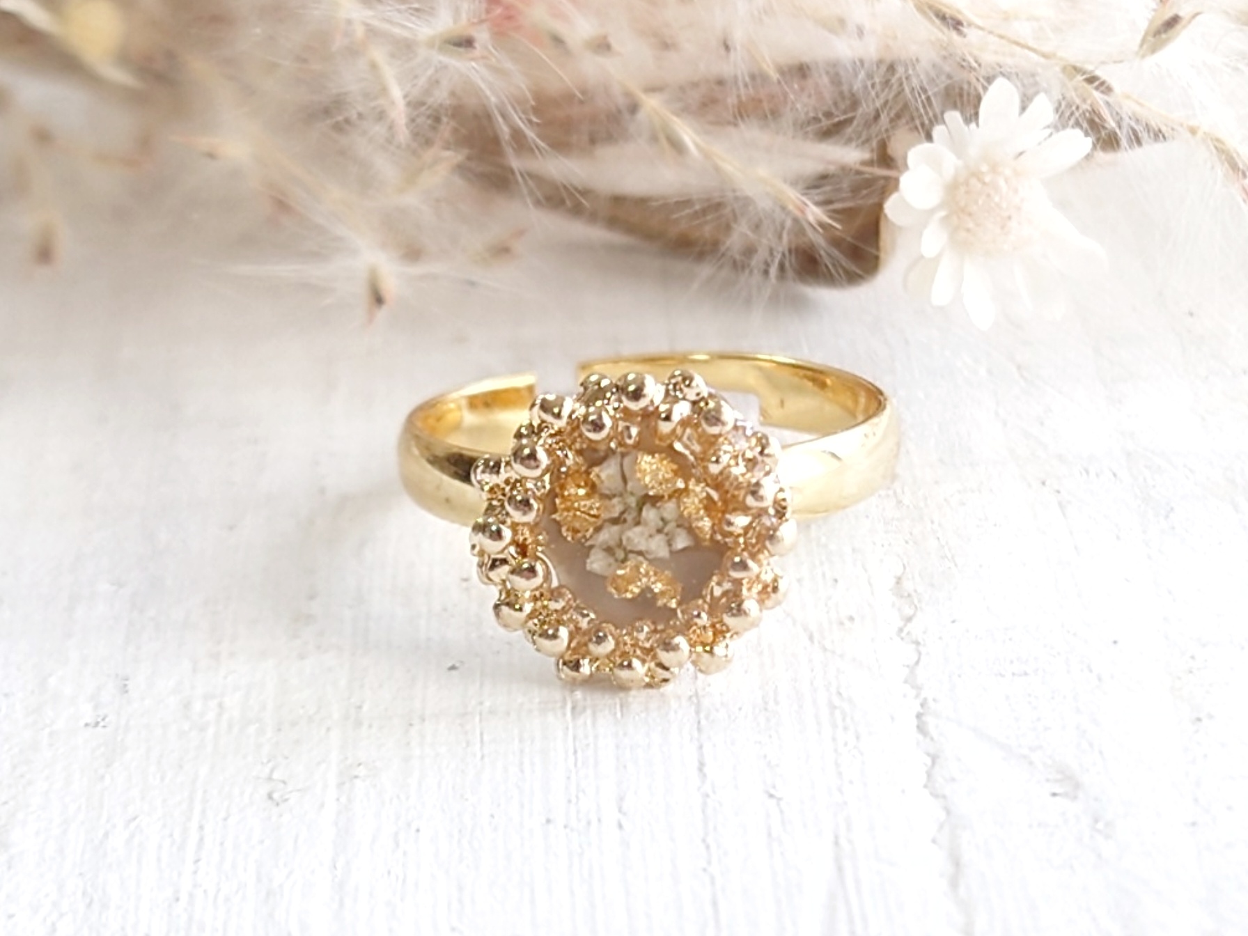 【レジンで作る】簡単　デザインリングとお花の指輪