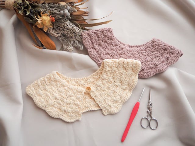 かぎ針編み・手編みのつけ襟スタイの作り方