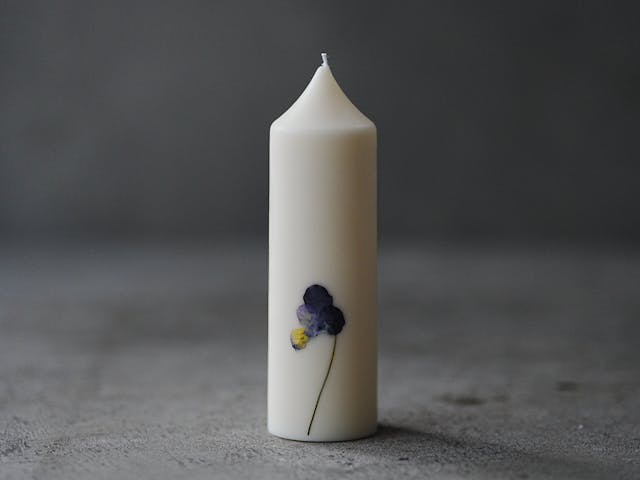 ソイワックスと押し花の蝋燭【凛】