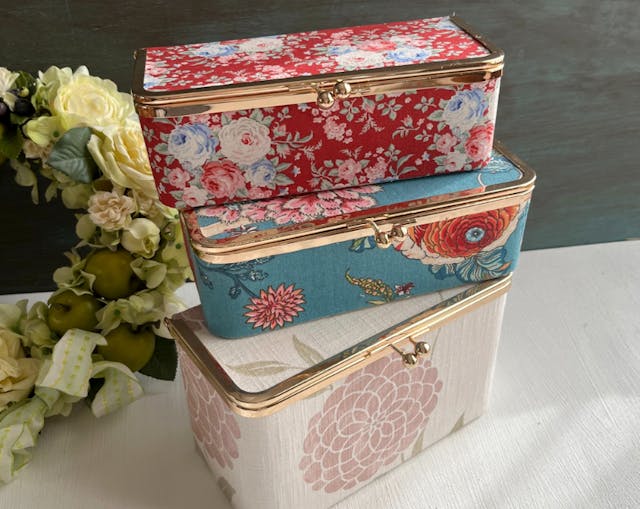 曲線のある箱の製図とカット方法も習える　口金を使ったがま口ボックスレッスン