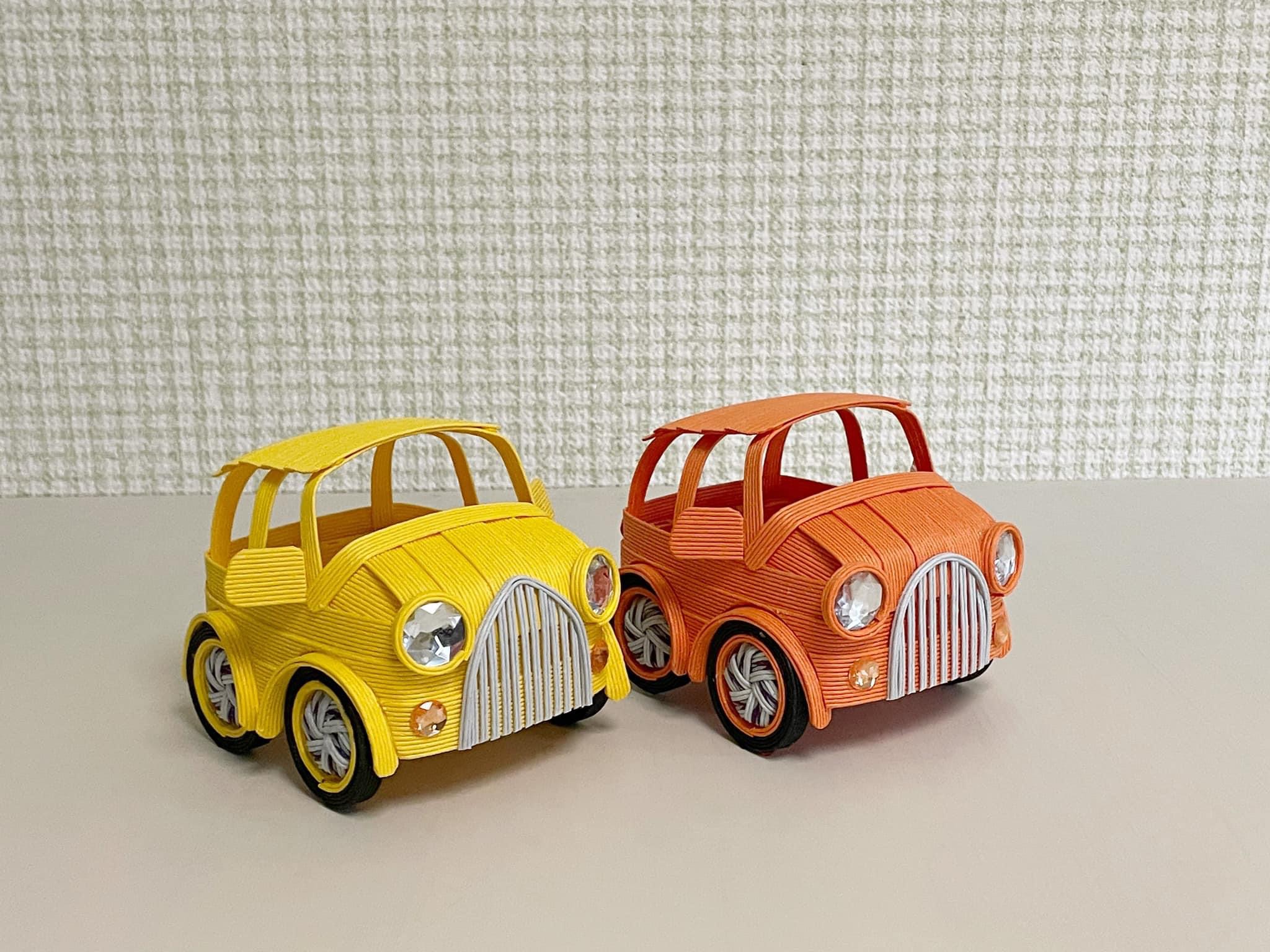 紙バンドでつくる 自動車BooBoo小物入れ