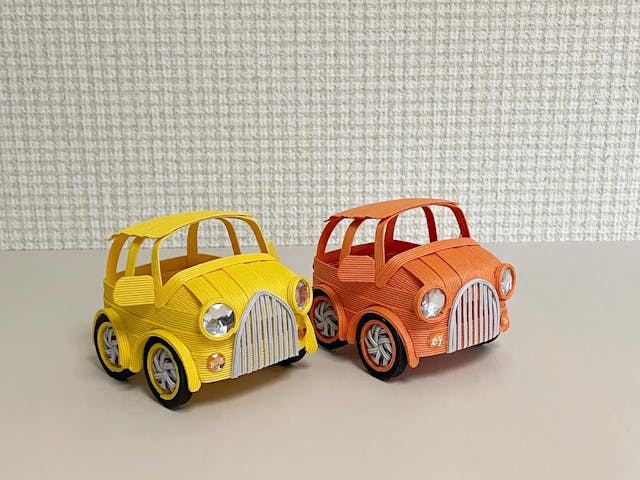 紙バンドでつくる 自動車BooBoo小物入れ