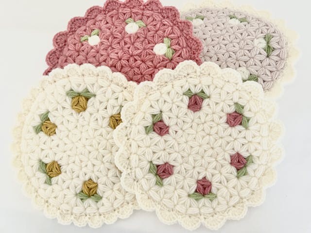 かぎ針編み・お花のポットマットの作り方【PDF編み方シート付】