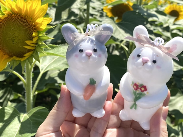 全身うさぎの手ごねキャンドルの作り方(白うさぎとダッチうさぎ)の紹介画像1