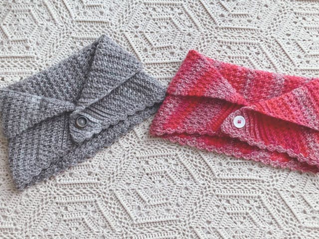 【PDF編み図付き】地模様の襟付きネックウォーマーの作り方