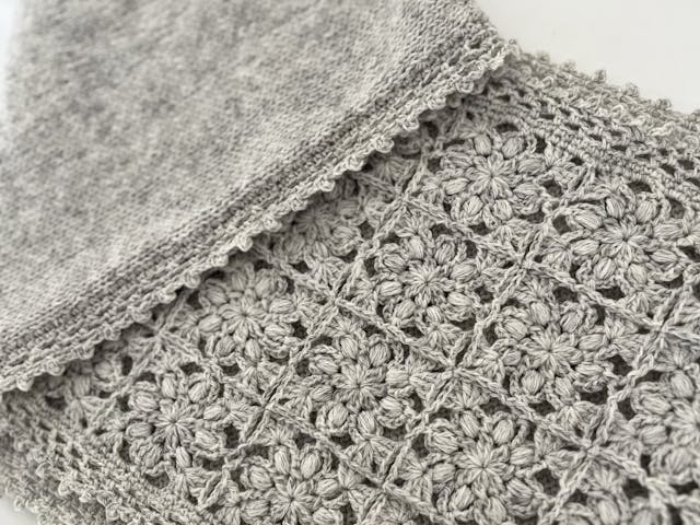 モチーフとメリヤスのスヌードの編み方【PDF編み図付】