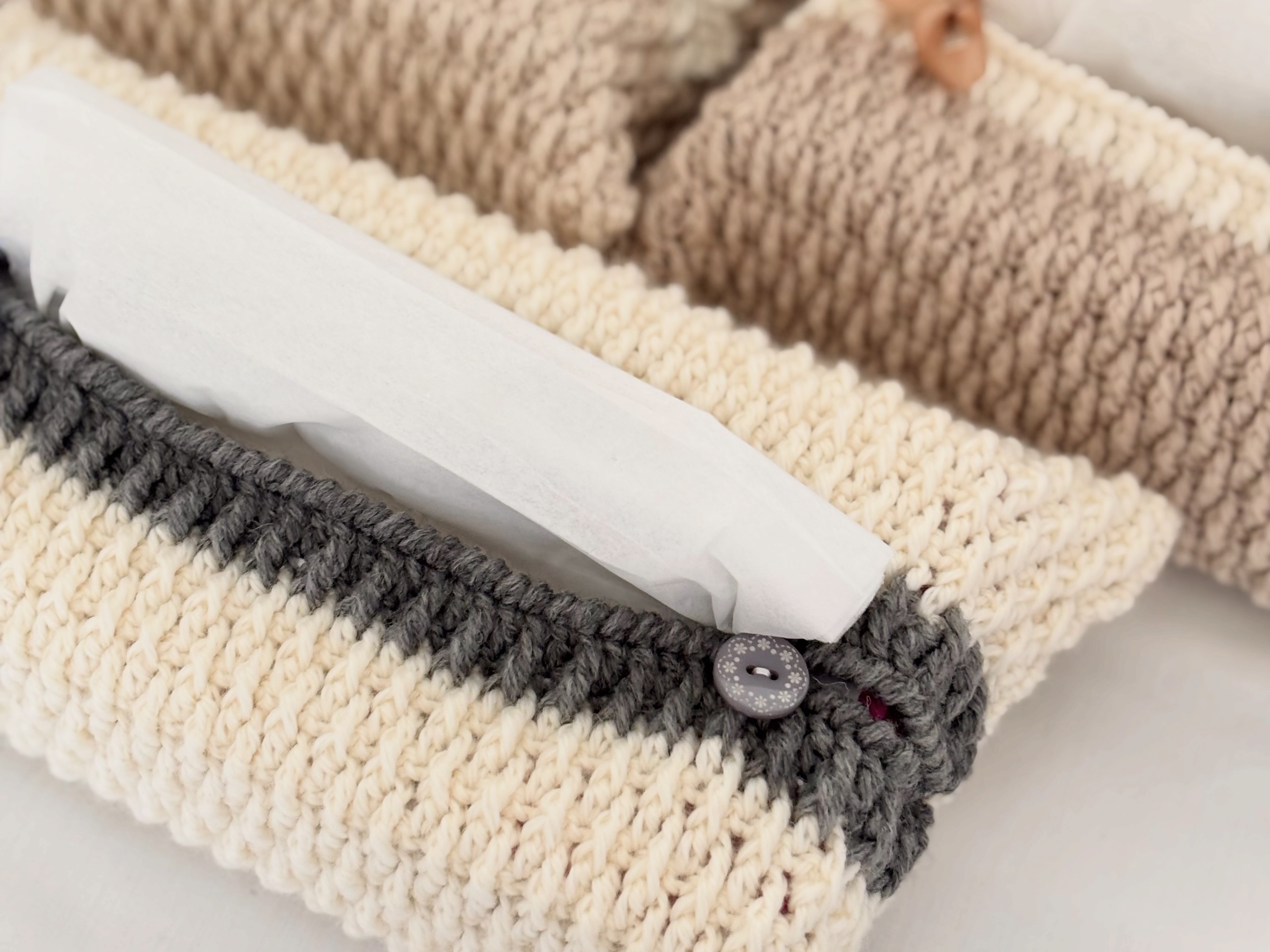 ティッシュカバーの編み方【PDF編み図付】