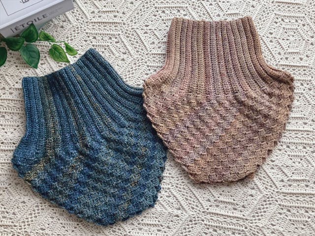 【PDF編み図付き】ダイアゴナルスティッチで編むネックウォーマー