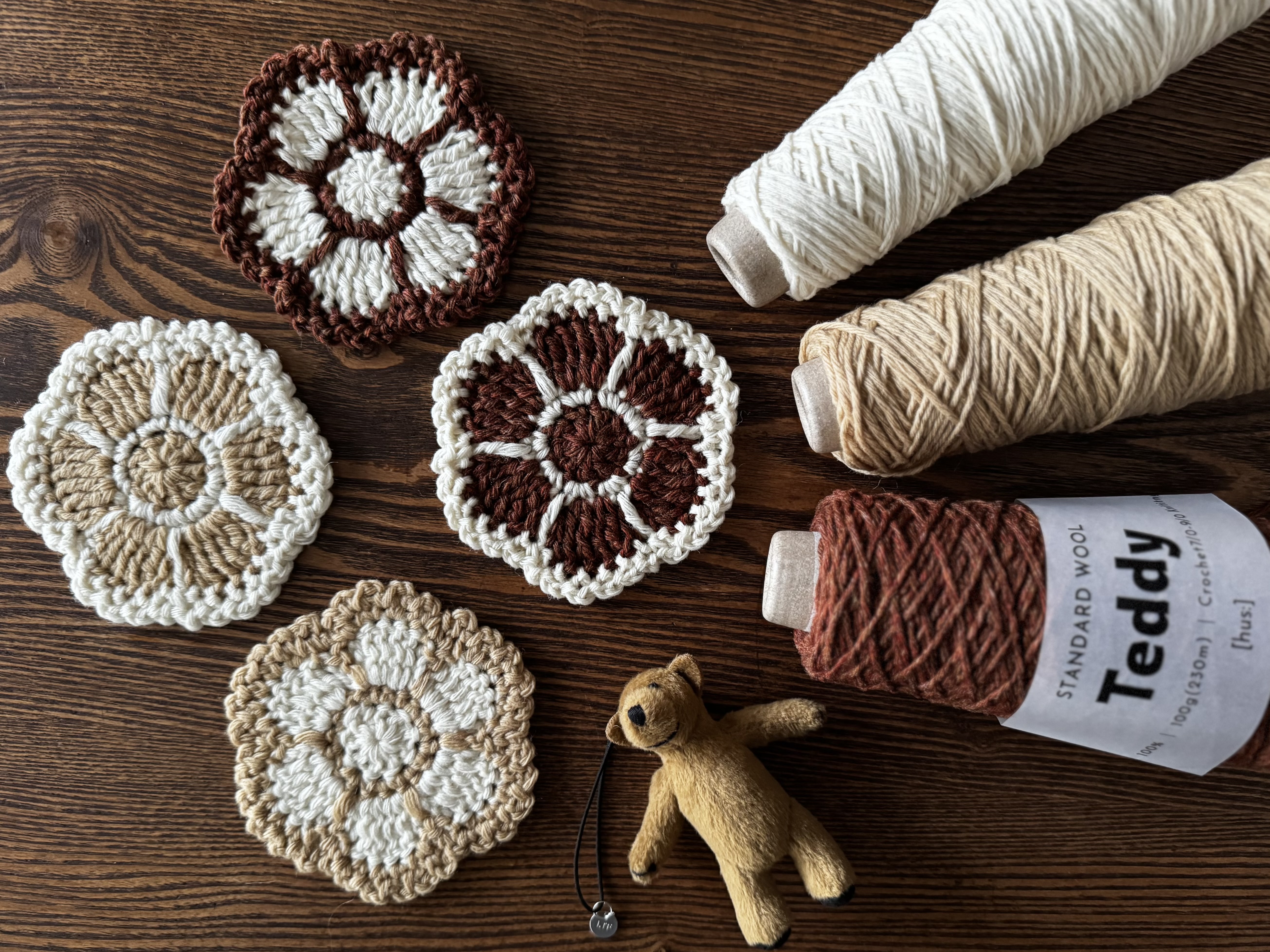 かぎ針編み Teddyコースターの作り方【PDF編み図付】